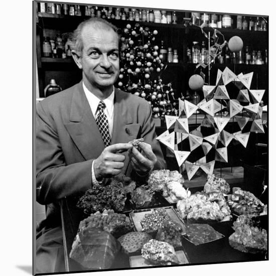 Cal. Tech Chemistry Professor, Dr. Linus Pauling with His Mineral Collection-J^ R^ Eyerman-Mounted Premium Photographic Print