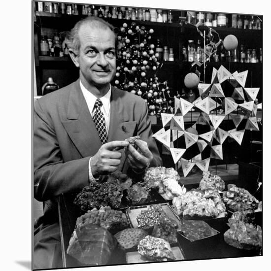 Cal. Tech Chemistry Professor, Dr. Linus Pauling with His Mineral Collection-J^ R^ Eyerman-Mounted Premium Photographic Print
