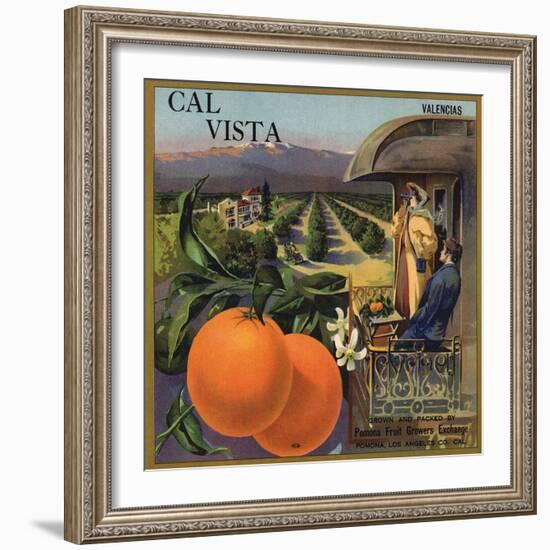 Cal Vista Brand - Pomona, California - Citrus Crate Label-Lantern Press-Framed Art Print