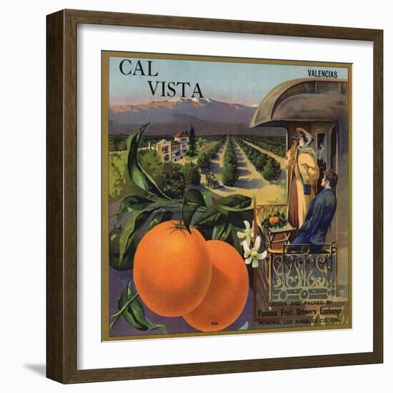 Cal Vista Brand - Pomona, California - Citrus Crate Label-Lantern Press-Framed Art Print