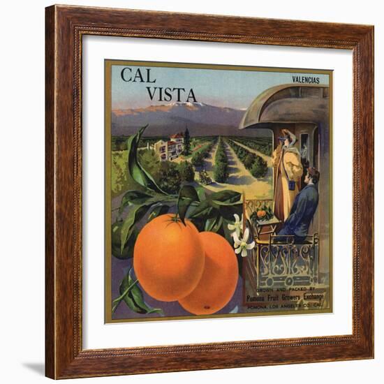 Cal Vista Brand - Pomona, California - Citrus Crate Label-Lantern Press-Framed Art Print