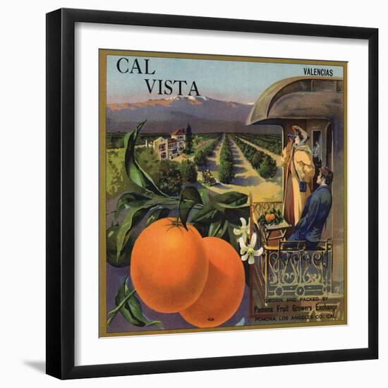 Cal Vista Brand - Pomona, California - Citrus Crate Label-Lantern Press-Framed Art Print