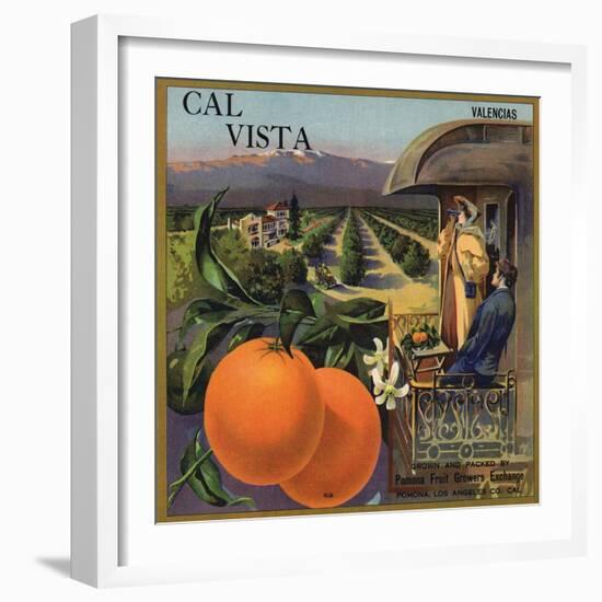 Cal Vista Brand - Pomona, California - Citrus Crate Label-Lantern Press-Framed Art Print