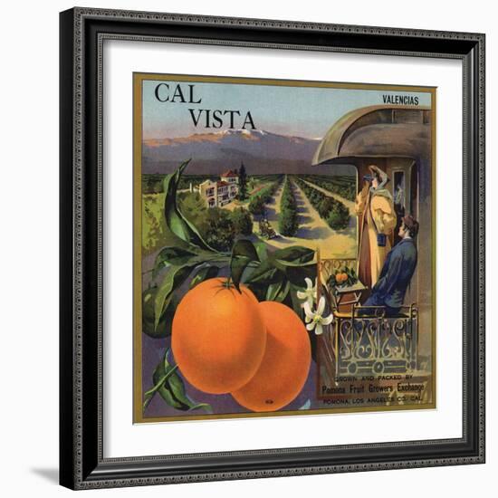 Cal Vista Brand - Pomona, California - Citrus Crate Label-Lantern Press-Framed Art Print