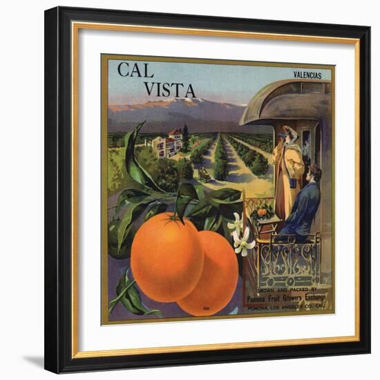 Cal Vista Brand - Pomona, California - Citrus Crate Label-Lantern Press-Framed Art Print