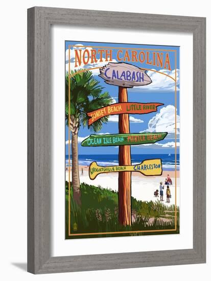 Calabash, North Carolina - Sign Destinations-Lantern Press-Framed Art Print