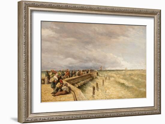 Calais Pier, 1844 (Oil on Canvas)-David Cox-Framed Giclee Print