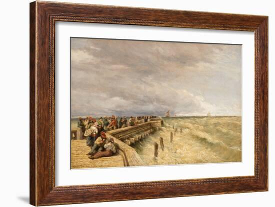 Calais Pier, 1844 (Oil on Canvas)-David Cox-Framed Giclee Print