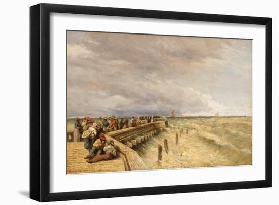 Calais Pier, 1844 (Oil on Canvas)-David Cox-Framed Giclee Print