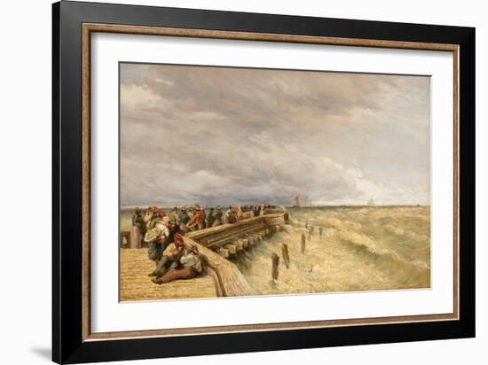 Calais Pier, 1844 (Oil on Canvas)-David Cox-Framed Giclee Print