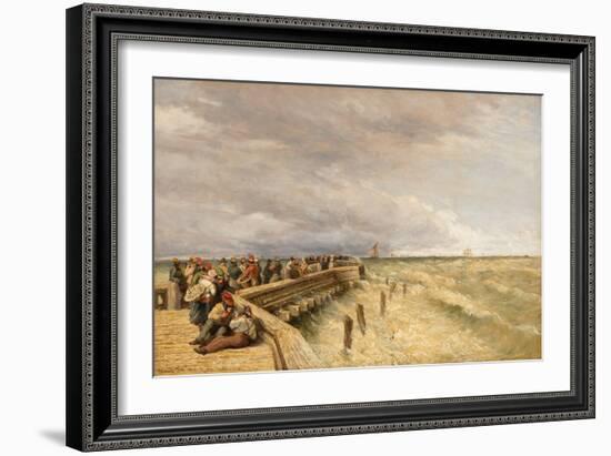 Calais Pier, 1844 (Oil on Canvas)-David Cox-Framed Giclee Print