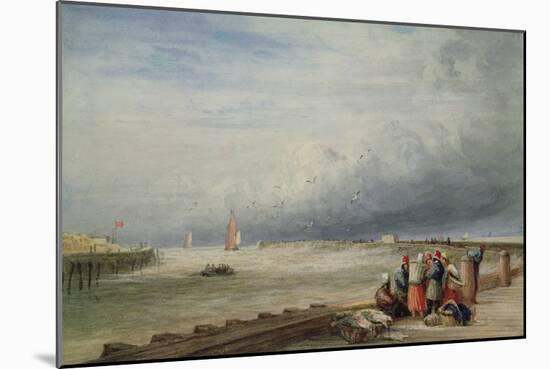 Calais Pier (W/C)-David Cox-Mounted Giclee Print