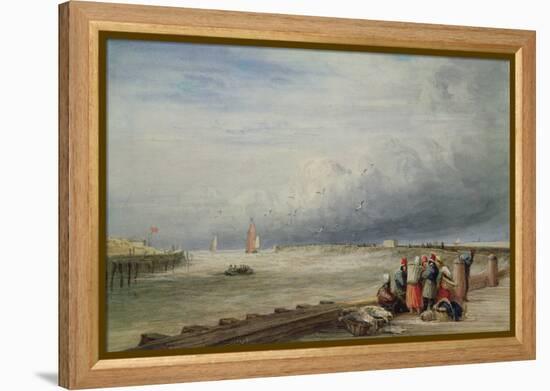 Calais Pier (W/C)-David Cox-Framed Premier Image Canvas