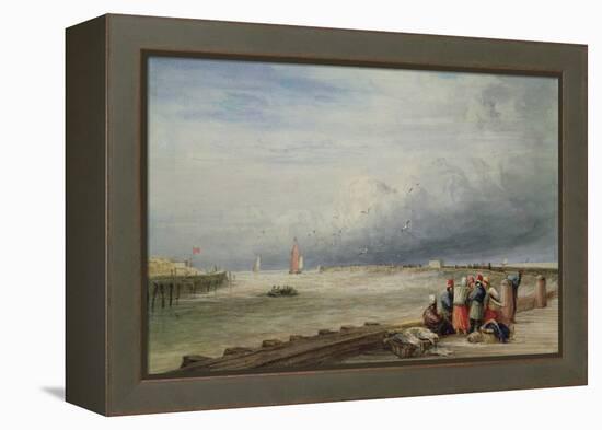 Calais Pier (W/C)-David Cox-Framed Premier Image Canvas