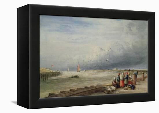 Calais Pier (W/C)-David Cox-Framed Premier Image Canvas