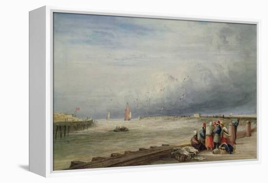 Calais Pier (W/C)-David Cox-Framed Premier Image Canvas