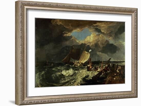 Calais Pier, with French Fishermen Preparing for Sea: an English Packet Arriving-J. M. W. Turner-Framed Giclee Print