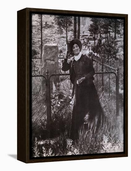 Calamity Jane at the Grave of Buffalo Bill in 1900-null-Framed Stretched Canvas