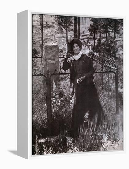 Calamity Jane at the Grave of Buffalo Bill in 1900-null-Framed Stretched Canvas