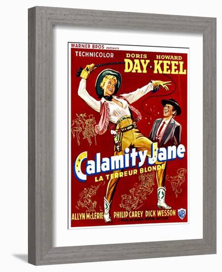 Calamity Jane, Doris Day, Howard Keel, (Belgian Poster Art), 1953-null-Framed Art Print