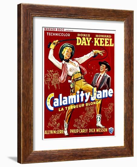 Calamity Jane, Doris Day, Howard Keel, (Belgian Poster Art), 1953-null-Framed Art Print