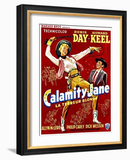 Calamity Jane, Doris Day, Howard Keel, (Belgian Poster Art), 1953-null-Framed Art Print