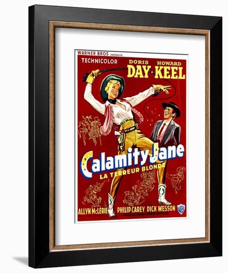 Calamity Jane, Doris Day, Howard Keel, (Belgian Poster Art), 1953-null-Framed Premium Giclee Print
