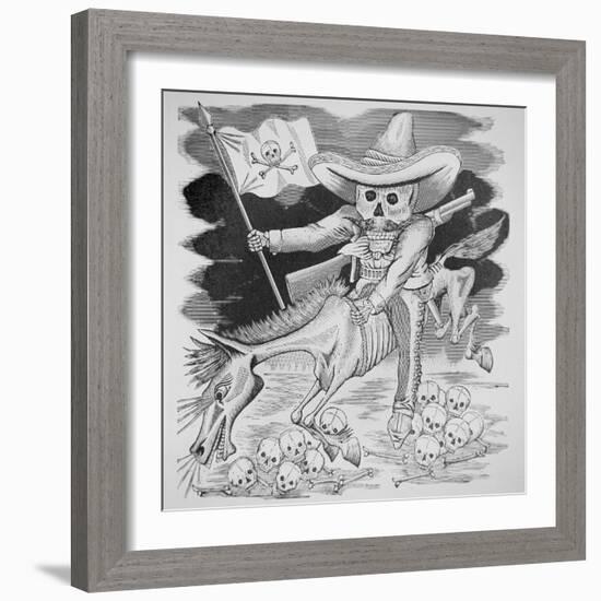 Calavera Zapatista, C.1910 (Engraving)-Jose Guadalupe Posada-Framed Giclee Print