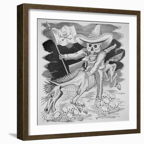 Calavera Zapatista, C.1910 (Engraving)-Jose Guadalupe Posada-Framed Giclee Print