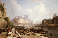 View of Ile De La Cite, Paris, from the Quai Du Louvre with the Pont Des Arts and the Pont Neuf-Caleb Robert Stanley-Giclee Print