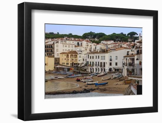 Calella de Palafrugell, early morning, fishing boats on small beach, Costa Brava, Girona, Catalonia-Eleanor Scriven-Framed Photographic Print