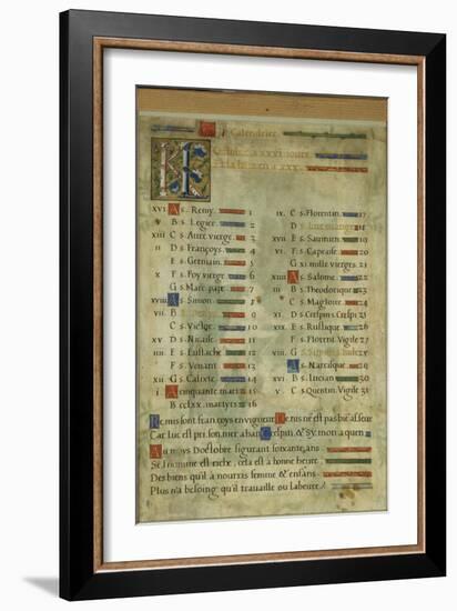 Calendar Page for October, from a Book of Hours, C.1550-60 (Vellum)-Maitre des Heures de Claude Gouffier-Framed Giclee Print