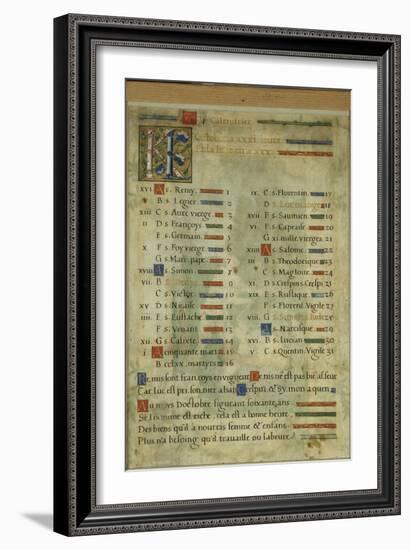 Calendar Page for October, from a Book of Hours, C.1550-60 (Vellum)-Maitre des Heures de Claude Gouffier-Framed Giclee Print