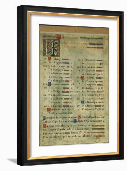 Calendar Page for October, from a Book of Hours, C.1550-60 (Vellum)-Maitre des Heures de Claude Gouffier-Framed Giclee Print