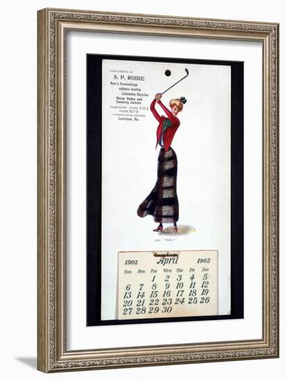 Calendar with golfing theme, American, 1902-Unknown-Framed Giclee Print