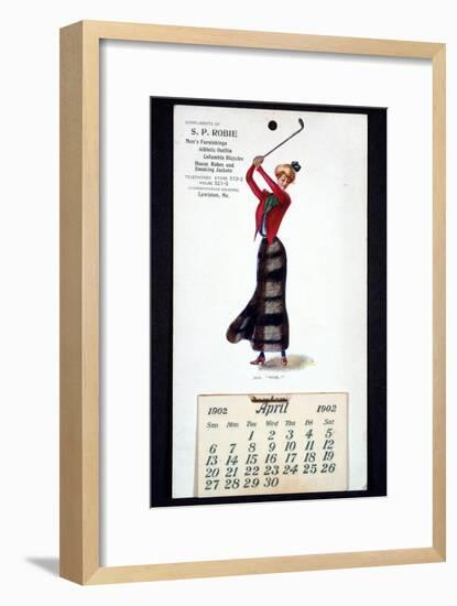 Calendar with golfing theme, American, 1902-Unknown-Framed Giclee Print