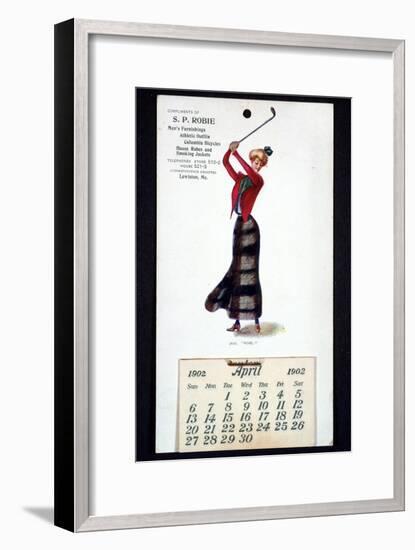 Calendar with golfing theme, American, 1902-Unknown-Framed Giclee Print