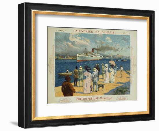 Calendrier Marseillais Travel Poster-David Dellepiane-Framed Giclee Print