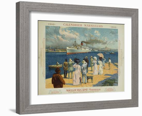 Calendrier Marseillais Travel Poster-David Dellepiane-Framed Giclee Print