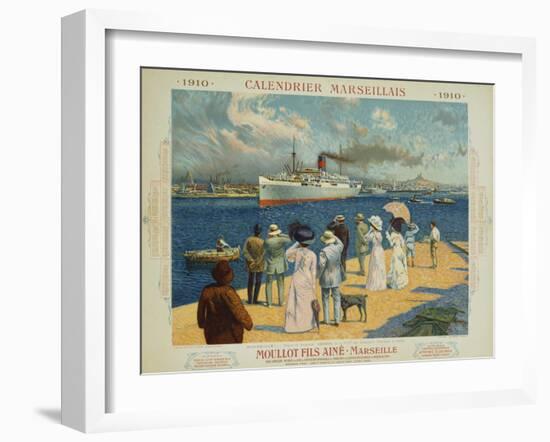 Calendrier Marseillais Travel Poster-David Dellepiane-Framed Giclee Print