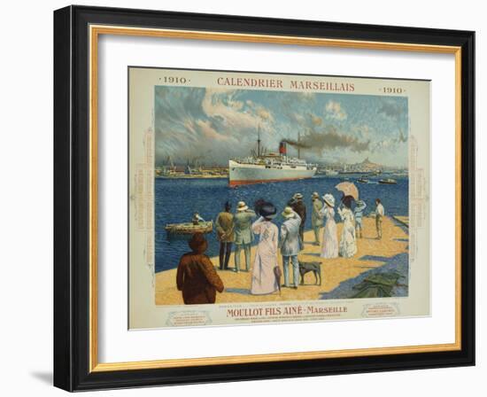 Calendrier Marseillais Travel Poster-David Dellepiane-Framed Giclee Print