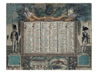 'Calendrier Révolutionnaire de janvier à juin 1792' Giclee Print