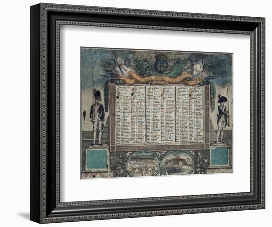 Calendrier Révolutionnaire de janvier à juin 1792-null-Framed Giclee Print