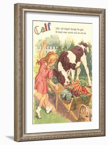 Calf, Little Girl with Vegetable Cart-null-Framed Art Print