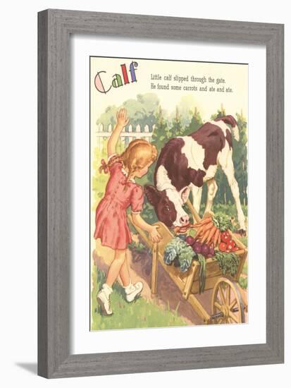 Calf, Little Girl with Vegetable Cart-null-Framed Art Print