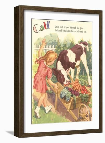 Calf, Little Girl with Vegetable Cart-null-Framed Art Print