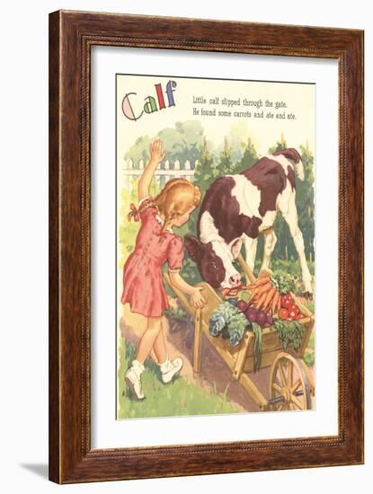 Calf, Little Girl with Vegetable Cart-null-Framed Art Print