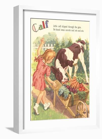 Calf, Little Girl with Vegetable Cart-null-Framed Art Print