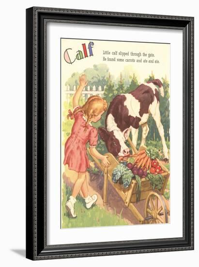 Calf, Little Girl with Vegetable Cart-null-Framed Art Print