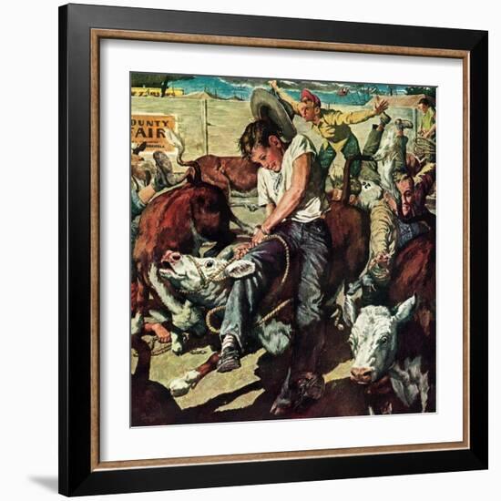 "Calf Roping Contest,"October 1, 1948-W.C. Griffith-Framed Giclee Print
